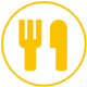 Icon einer Gabel und eines Messers in einem Kreis